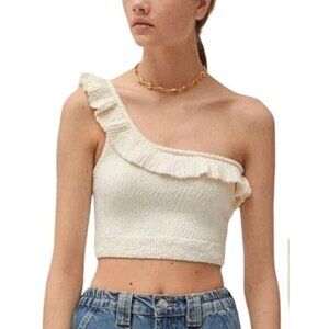 URBAN OUTFITTERS Molly Ruffle Crop Top Medium Ivory